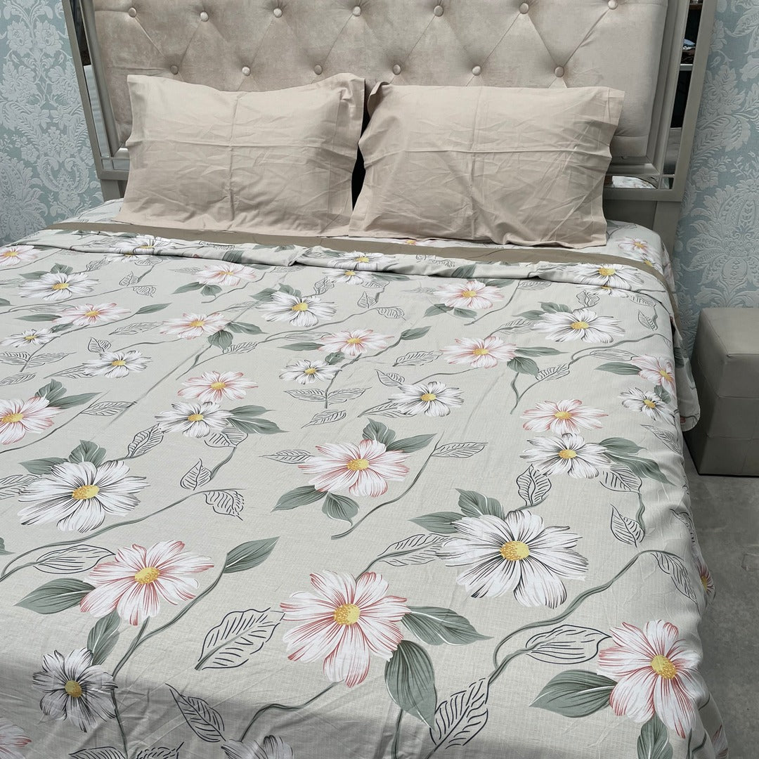 SUMMER PURE COTTON KING SIZE QUILT COVER SET IN 4 PCS