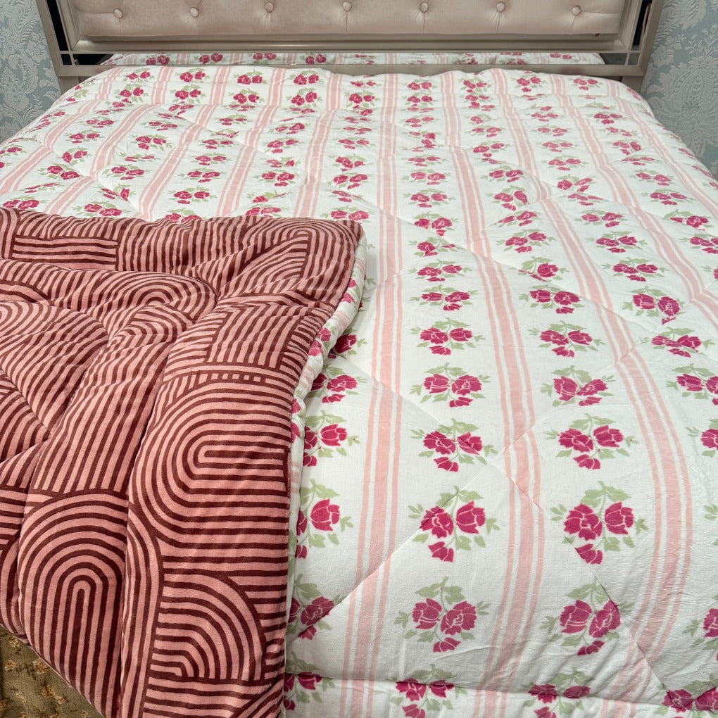 ELEGANT REVERSIBLE QUILT FOR SUPER KING BED