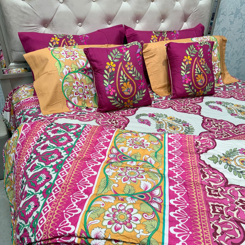 LUXURY JAIPURI 8-PIECE BAMBOO COTTON COMFORTER SET – SUPER KING SIZE
