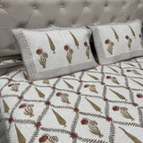 JAIPURI STYLE PURE COTTON 3 PCS KING SIZE BEDCOVER SET