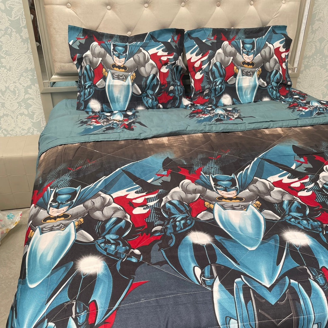 KIDS CAPTAIN AMARICA 4 PCS GLACÉ COTTON COMFORTER SET ( comforter is reversible)