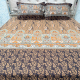 SUMMER QUEEN SIZE JACCARAD JAIPURI PRINT PURE COTTON BEDSHEET SET