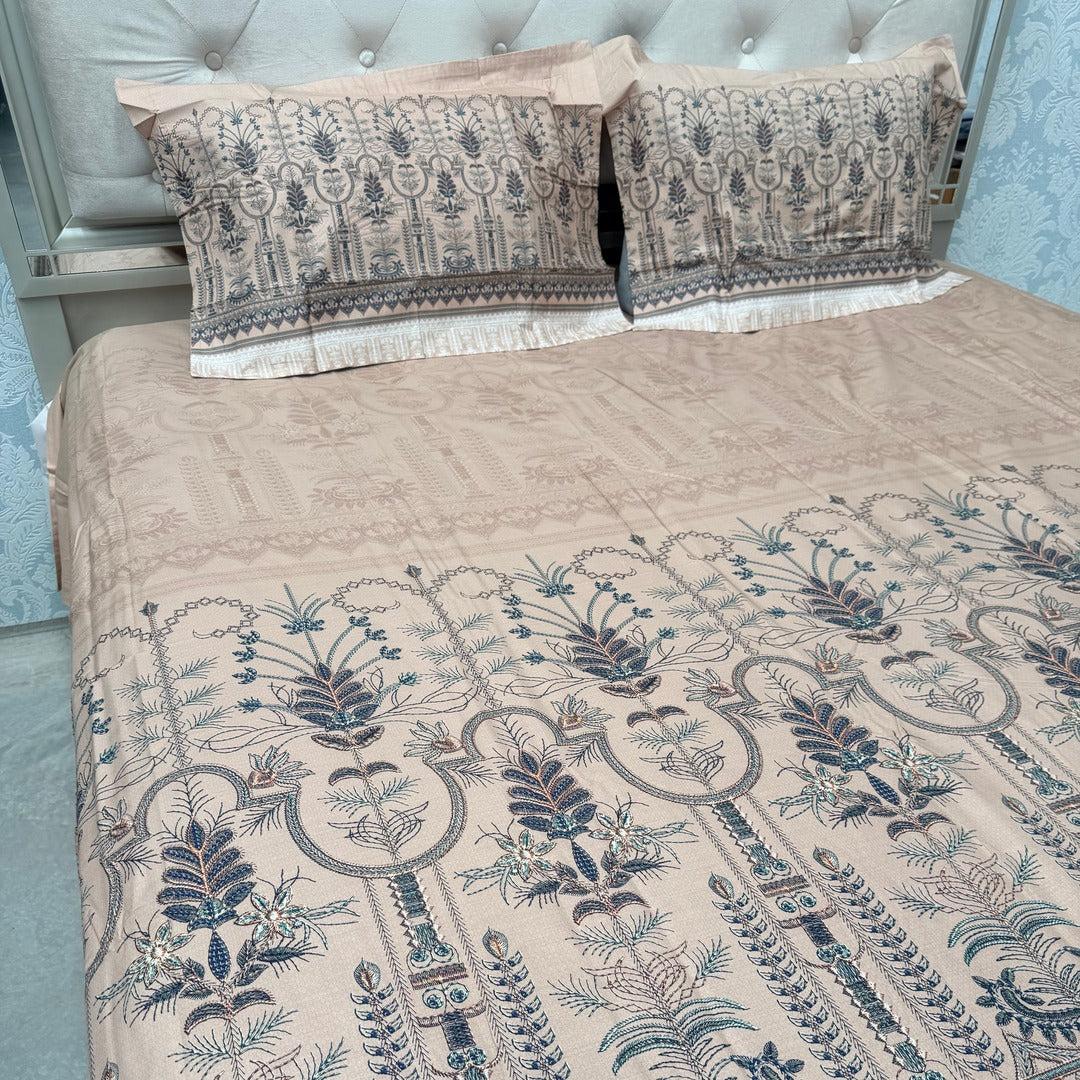 SUMMER DESINER PREMIUM SUPER KING SIZE BEDSHEET SET IN PURE COTTON