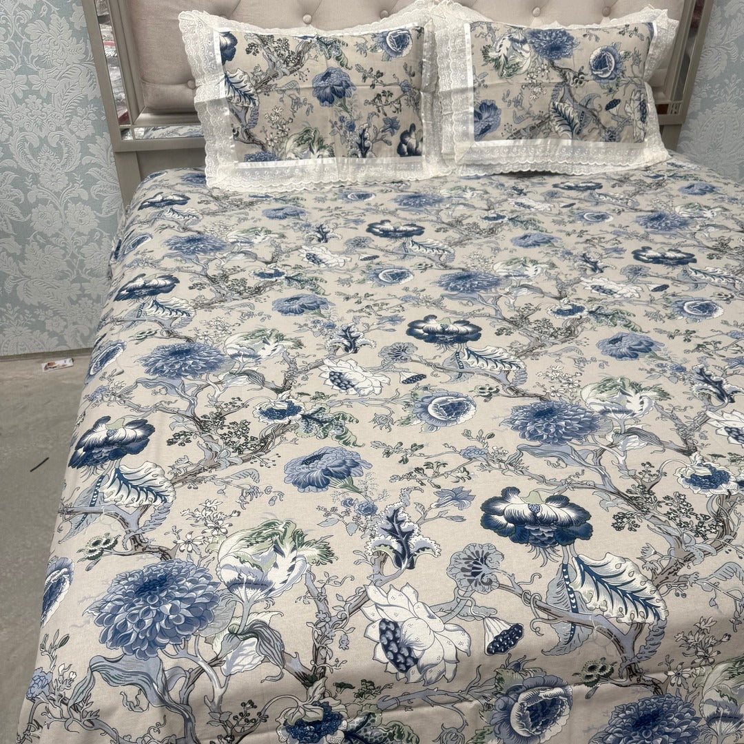SUMMER JAIPURI STYLE PURE COTTON SUPER KING SIZE BEDSHEET SET