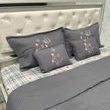 STYLISH LOOK KING SIZE 5 PCS BEDCOVER SET WITH THREAD EMBROIDERY