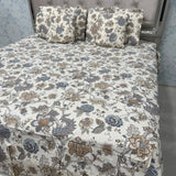 SUMMER JAIPURI STYLE PURE COTTON SUPER KING SIZE BEDSHEET SET WITH QUILTED PILLOW COVERS AND CUSIONS