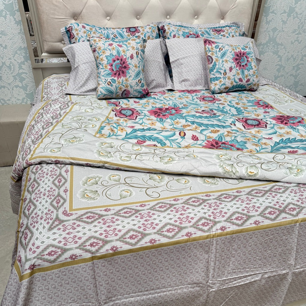 LUXURY JAIPURI 8-PIECE BAMBOO COTTON COMFORTER SET – SUPER KING SIZE