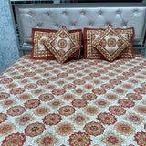 JAIPURI STYLE 5 PCS PURE COTTON QUEEN SIZE FLAT BEDSHEET SET