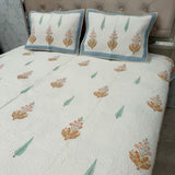 SUMMER JAIPURI STYLE MUL MUL SOFT COTTON QUILTED KING SIZE PURE SOFT COTTON BEDCOVER IN BLOCK PRINT