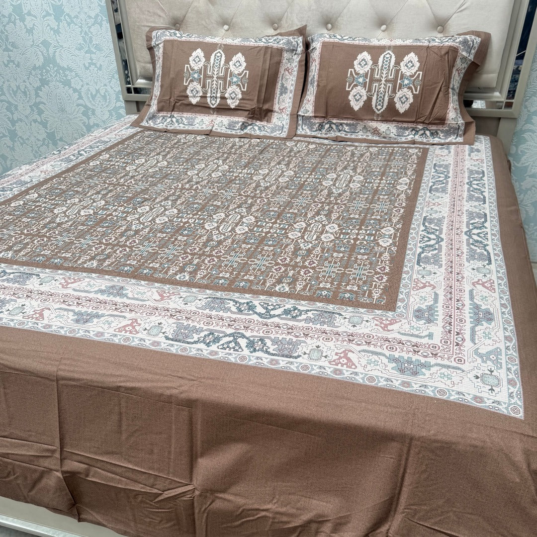 SUMMER DESINER PREMIUM SUPER KING SIZE BEDSHEET SET IN PURE COTTON