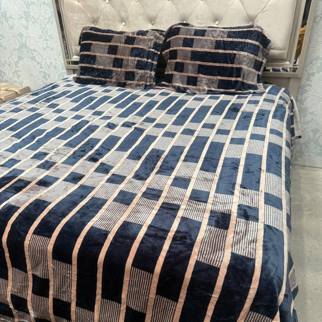 LUXURY WINTER SUPER KING SIZE 3 PCS FITTED BEDSHEET SET