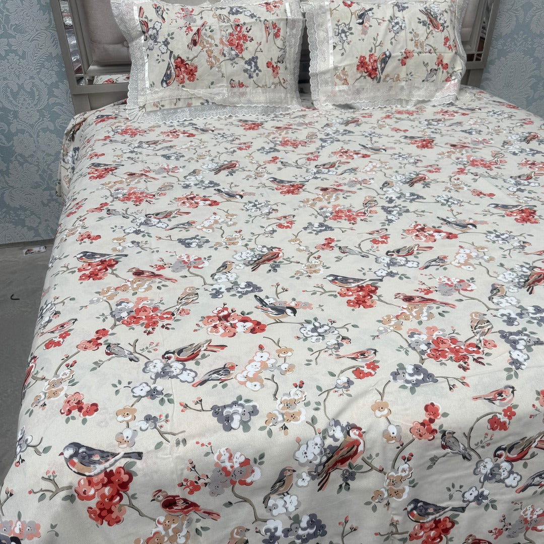 SUMMER JAIPURI PRINT PURE COTTON SUPER KING SIZE BEDSHEET SET