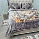 10-PIECE LUXURY QUEEN SIZE DESIGNER BLANKET SET – KING SIZE | FRINGED BEDDING SET WITH FLOOR MATS & MATCHING SLIPPERS