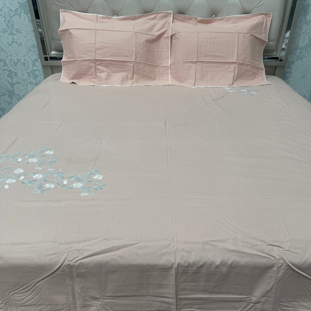 SUMMER BRANDED PURE COTTON SUPER KING SIZE EMBROIDERY BEDSHEET SET