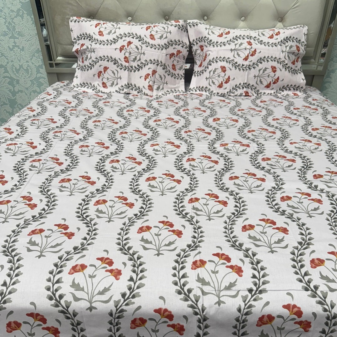 SUMMER QUEEN SIZE PURE COTTON FLAT BEDSHEET SET