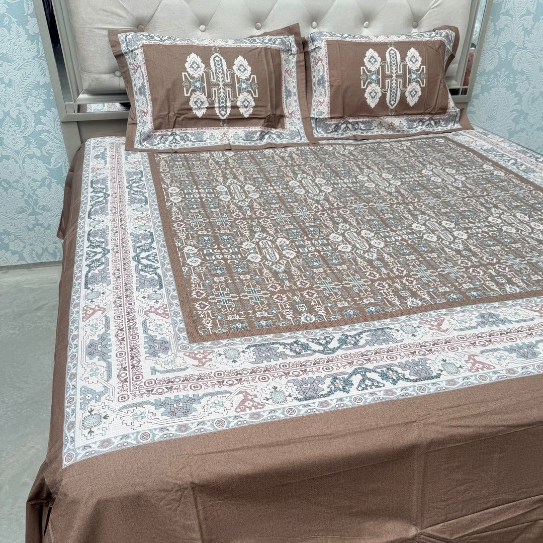 SUMMER DESINER PREMIUM SUPER KING SIZE BEDSHEET SET IN PURE COTTON