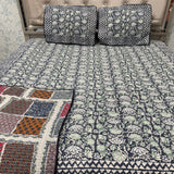 SUMMER JAIPURI STYLE QUILTED REVERSIBLE PURE COTTON BEDCOVER SET ( not for super king)