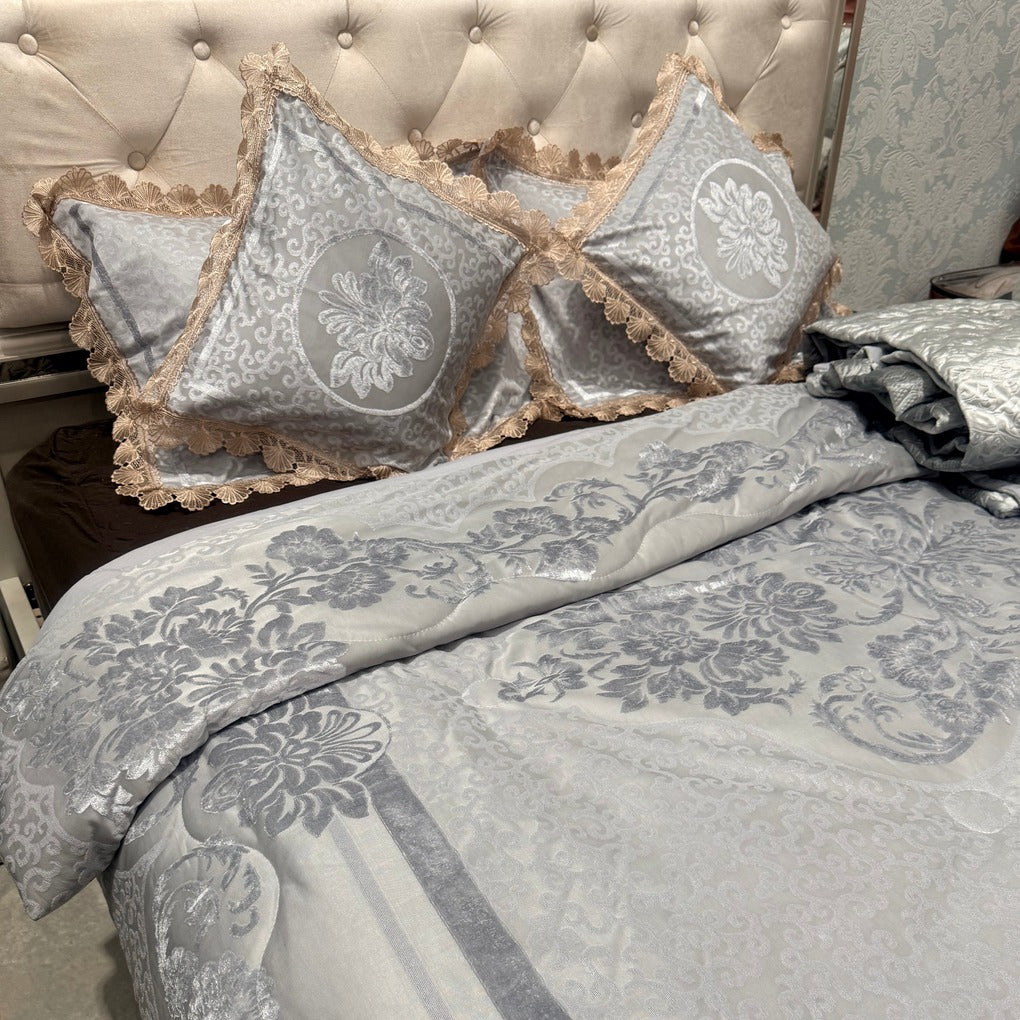ROYAL TURKISH DESIGNER 6PCS VELVET BEDDING SET – QUEEN TO KING SIZE | LUXURY COLLECTION