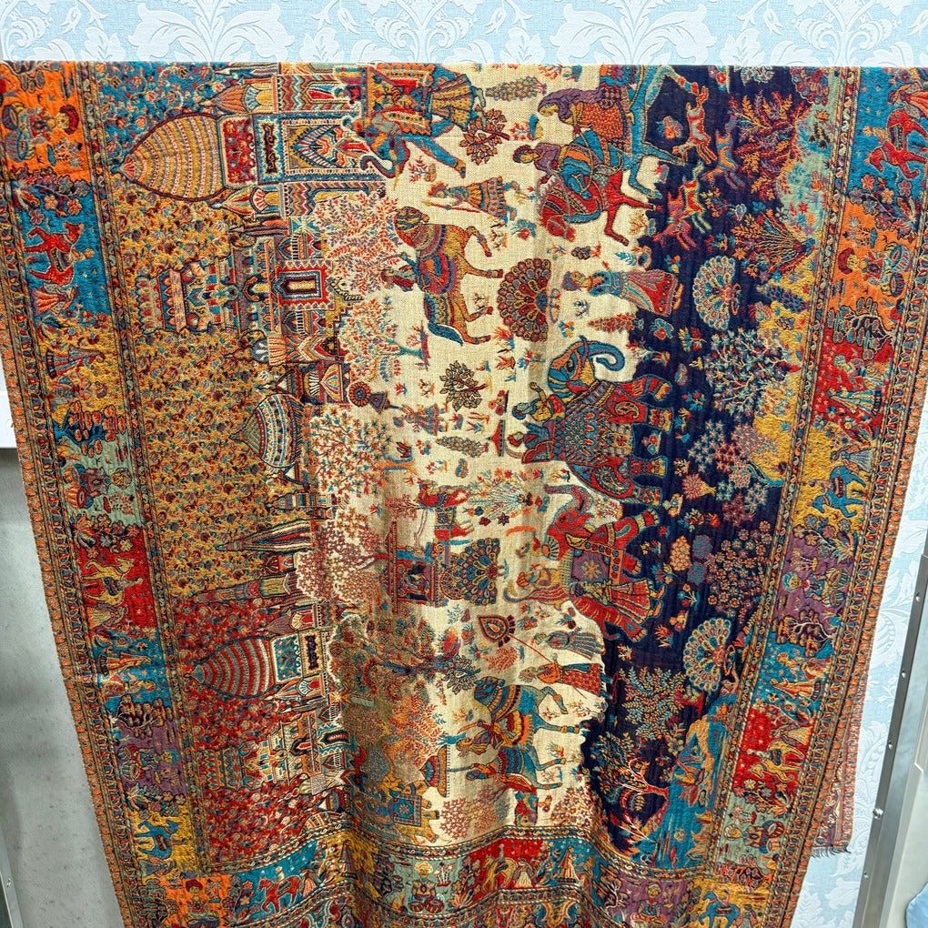 PAKISTAN KANI,MOONLIGHT REVERSIBLE PASHMINA WORK SHAWL