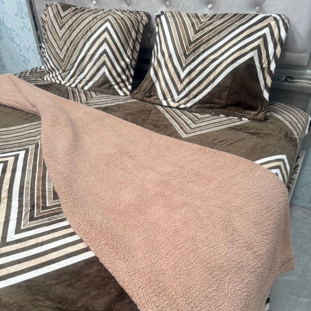 WINTER QUEEN SIZE QUILT COVER SET WITH FITTED SHEET