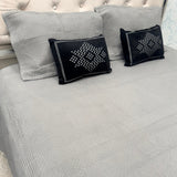 SUMMER DESINER SUPER KING SIZE QUILTED BEDCOVER WITH 2 VELVET EMBROIDERED CUSIONS