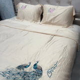MONTE CARLO PEACOCK DESIGN 4 PCS QUEEN SIZE COMFORTER SET