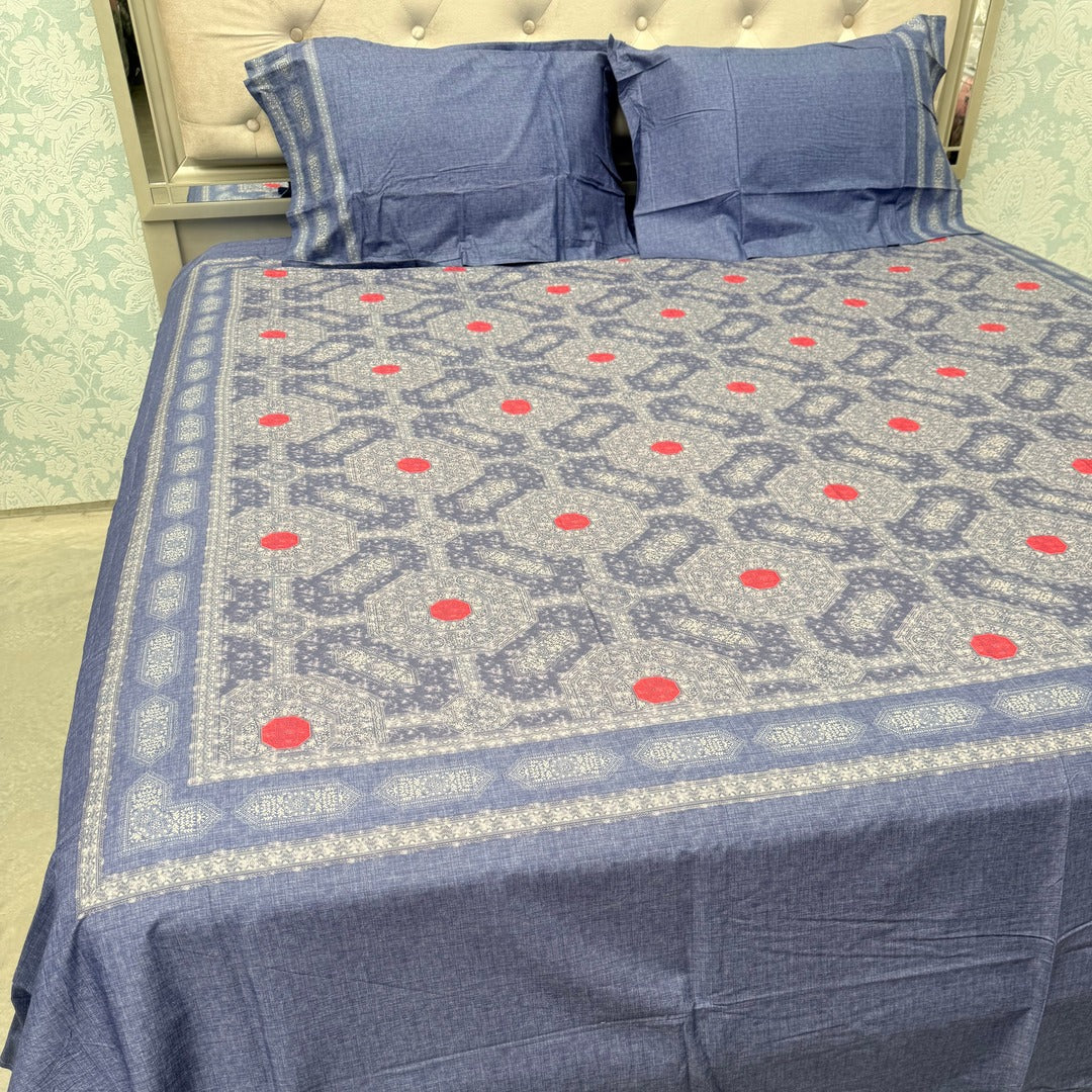 SUMMER DESINER PREMIUM SUPER KING SIZE BEDSHEET SET IN PURE COTTON