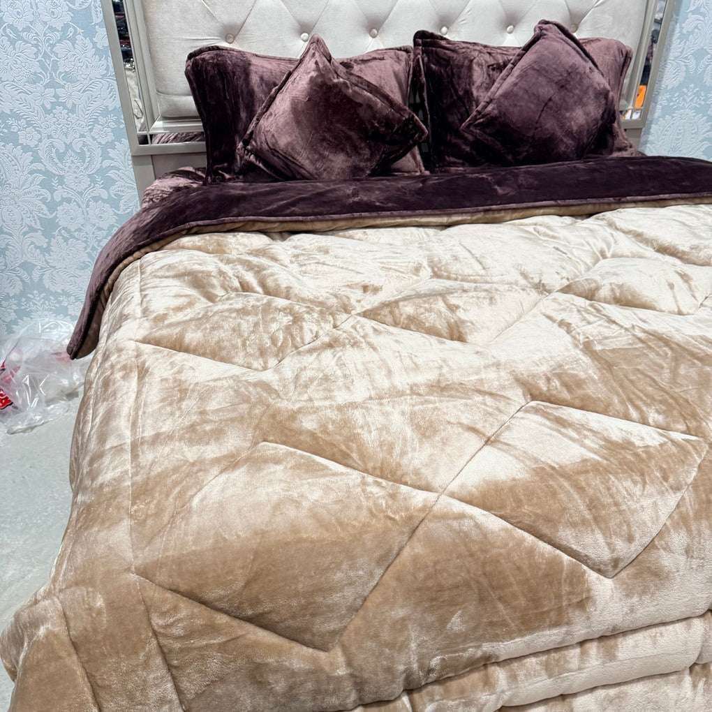 TITLIS PREMIUM 6-PIECE REVERSIBLE QUILT SET WITH FITTED-TYPE SHEET – QUEEN TO KING SIZE