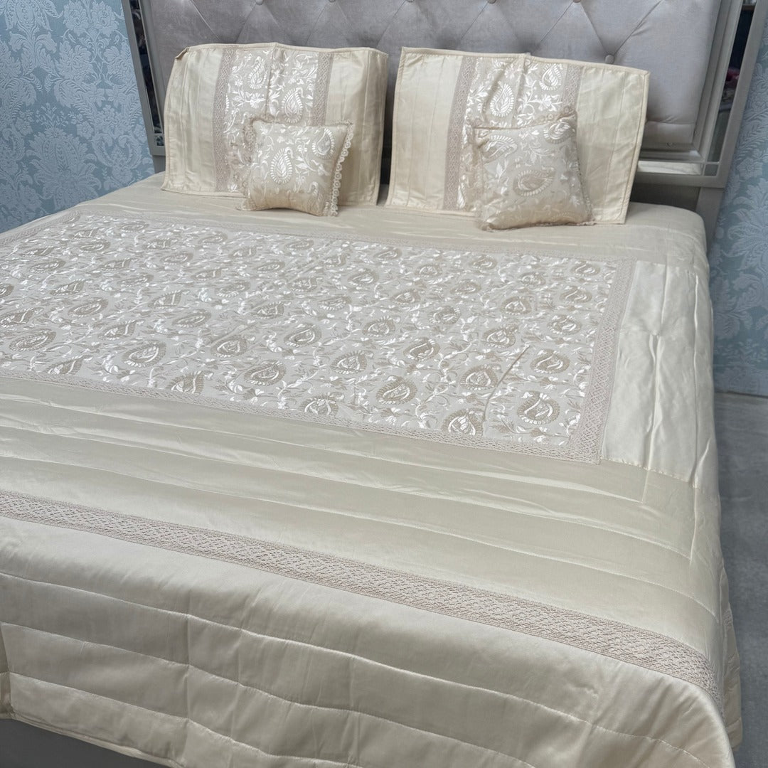 ROYAL LOOK KING SIZE 5 PCS SILK SATIL BEDCOVER SET