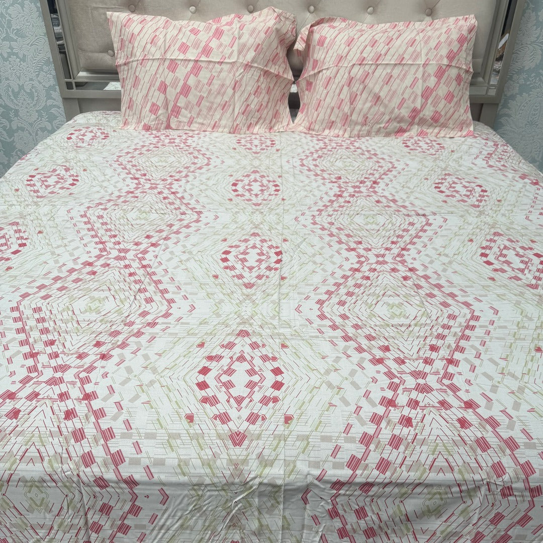 SUMMER QUEEN SIZE PURE COTTON FLAT BEDSHEET SET