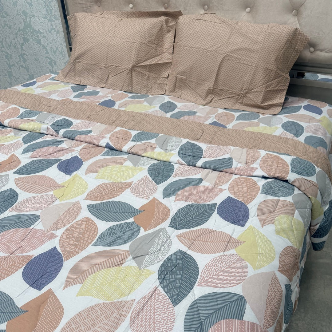 SUMMER SUPER KING SIZE PURE COTTON REVERSIBLE 4 PCS COMFORTER SET