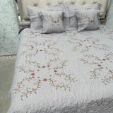 ELEGANT QUILTED DESINER BEDCOVER SET WITH EMBROIDERY FIT ON QUEEN SIZE AND KING SIZE