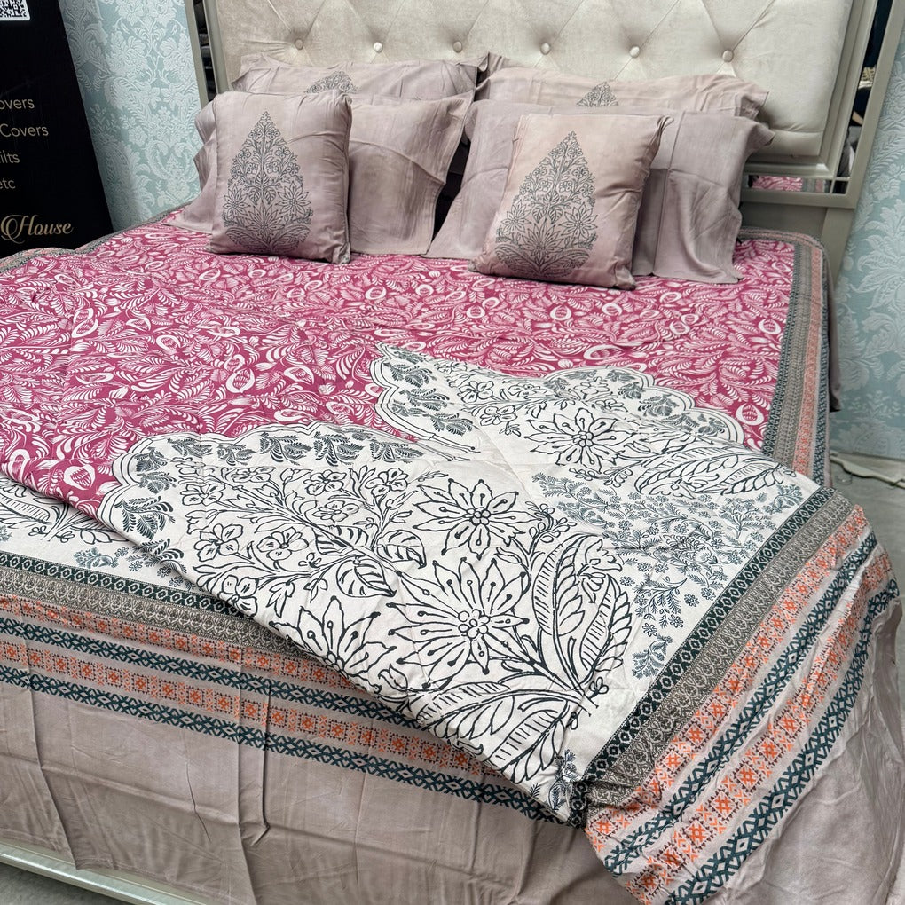 LUXURY JAIPURI 8-PIECE BAMBOO COTTON COMFORTER SET – SUPER KING SIZE