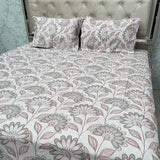 SUMMER SUPER KING SIZE PURE COTTON REVERSIBLE ( BOTH SIDES DIFFERENT DESIGN) FLAT 3 PCS BEDSHEET SET