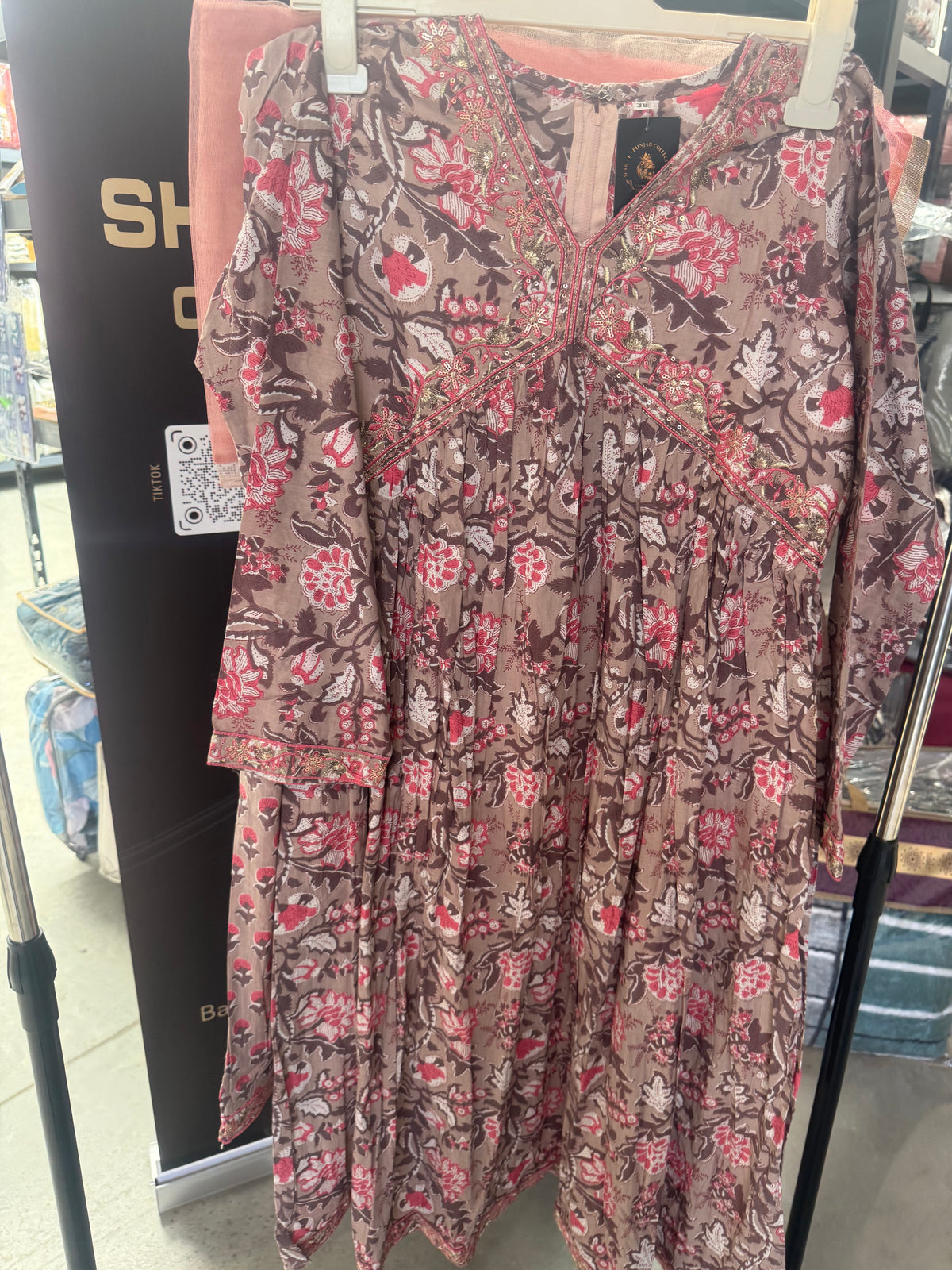 GIRLS PURE COTTON FROK SUIT WITH AFGANI SALAWAR AMD NET DUPPATA SIZE 38