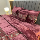 DESINER 6 PCS KING SIZE  QUILT SET IN VELVET ( machine washable)