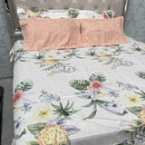 SUMMER SUPER KING SIZE FLAT BEDSHEET SET WITH 4 PILLOW COVERS