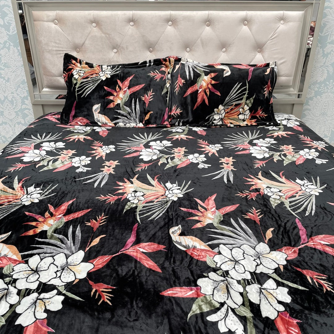 LUXURY QUEEN SIZE THICK FLAT BEDSHEET BEDDING SET 3 PCS