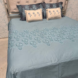 SUMMER PURE COTTON SUPER KING SIZE 5 PCS BEDSHEET SET WITH 2 VELVET CUSIONS