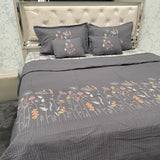 STYLISH LOOK KING SIZE 5 PCS BEDCOVER SET WITH THREAD EMBROIDERY