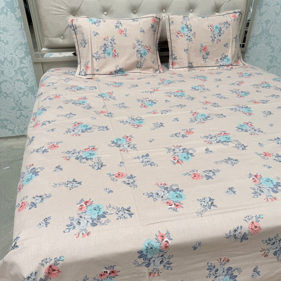 SUMMER QUEEN SIZE PURE COTTON FLAT BEDSHEET SET