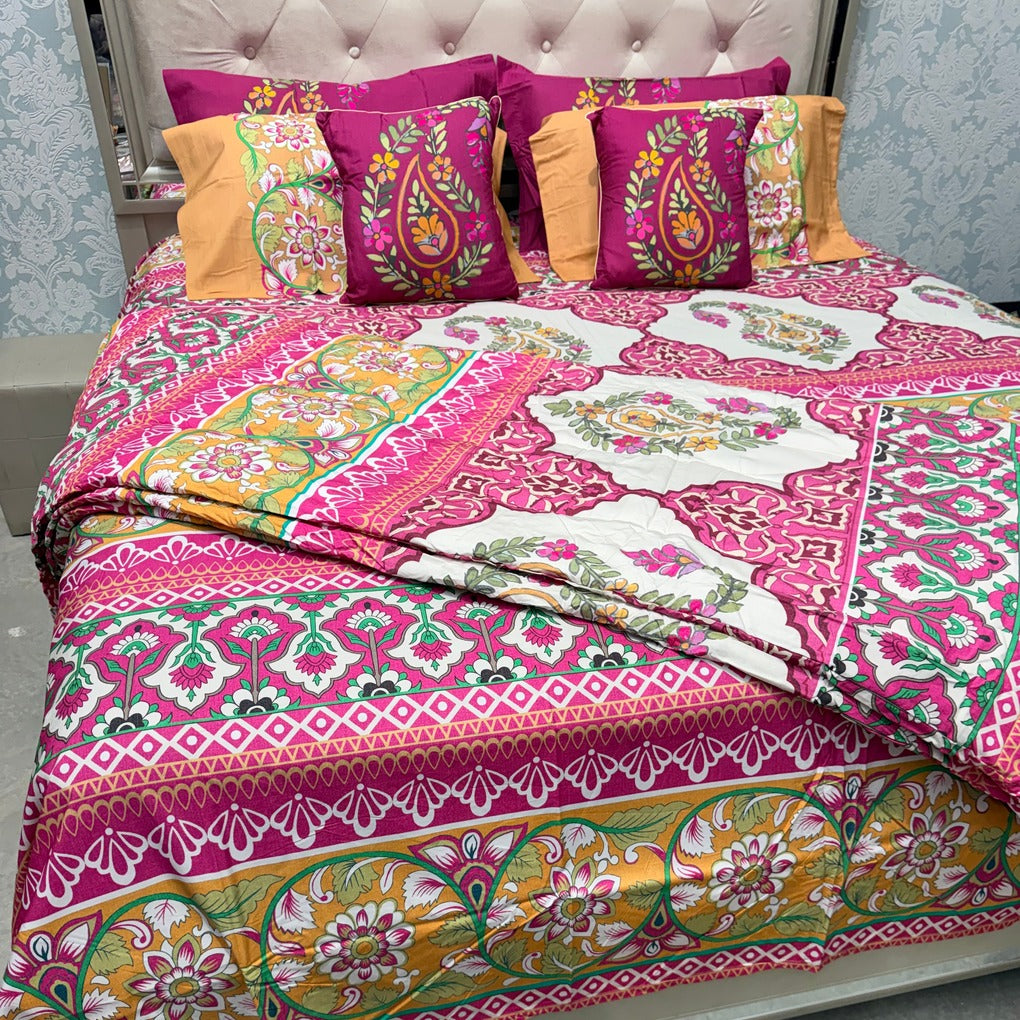 LUXURY JAIPURI 8-PIECE BAMBOO COTTON COMFORTER SET – SUPER KING SIZE