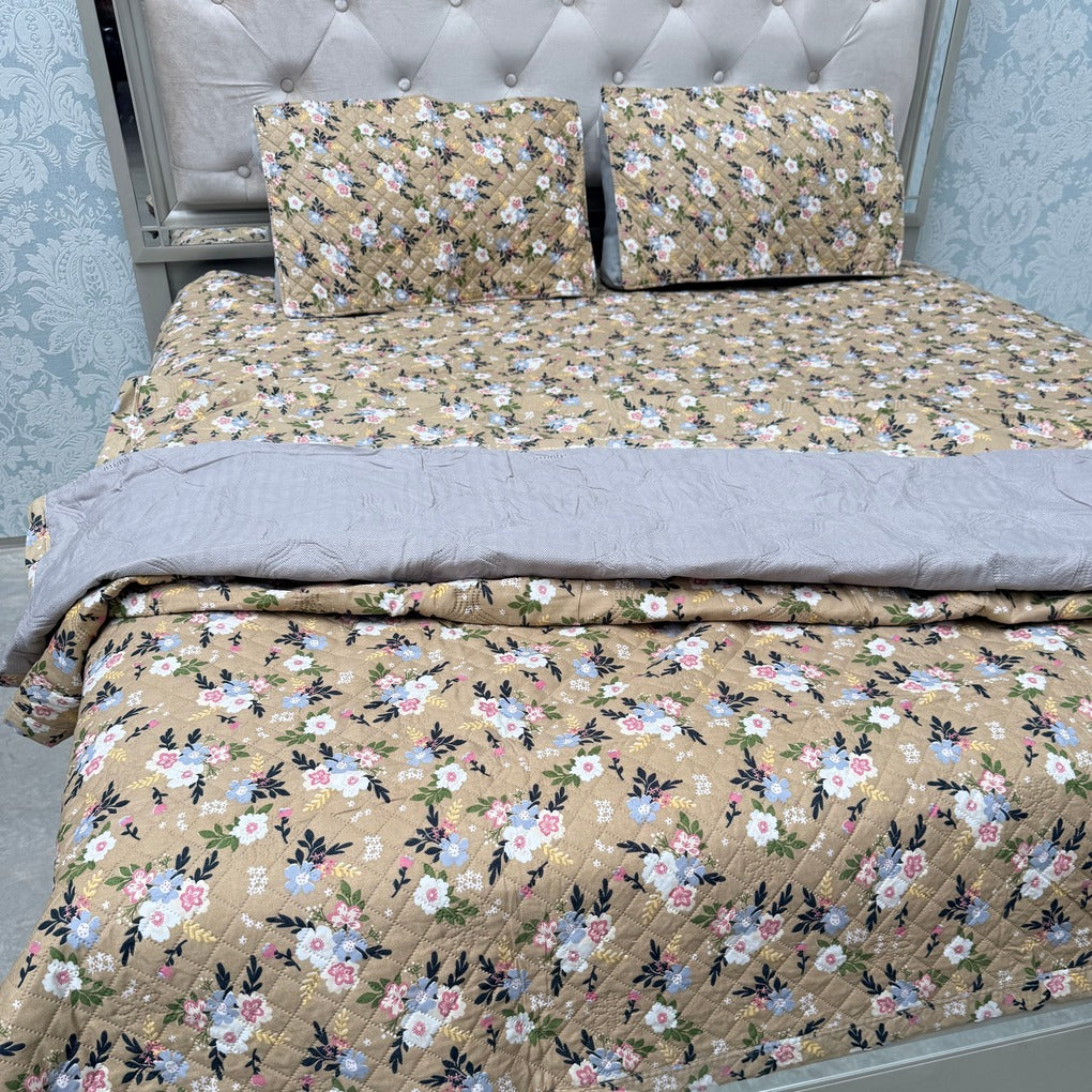 FULL REVERSIBLE SUMMER COMFORTER SET WITH BEDCOVER & 2 PILLOWCASES