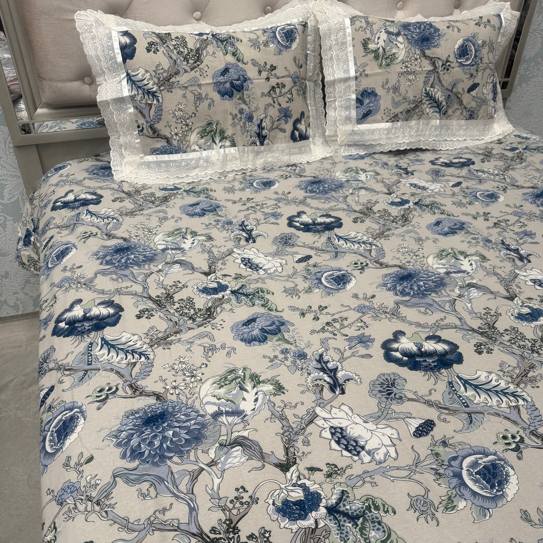 SUMMER JAIPURI STYLE PURE COTTON SUPER KING SIZE BEDSHEET SET