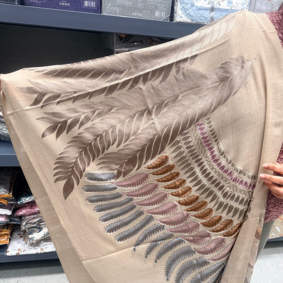 FANCY PURE PASHMINA STOLE WITH EMBROIDERY IN VERY LIGHT WEIGHT