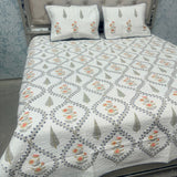 SUMMER JAIPURI STYLE MUL MUL SOFT COTTON QUILTED KING SIZE PURE SOFT COTTON BEDCOVER IN BLOCK PRINT