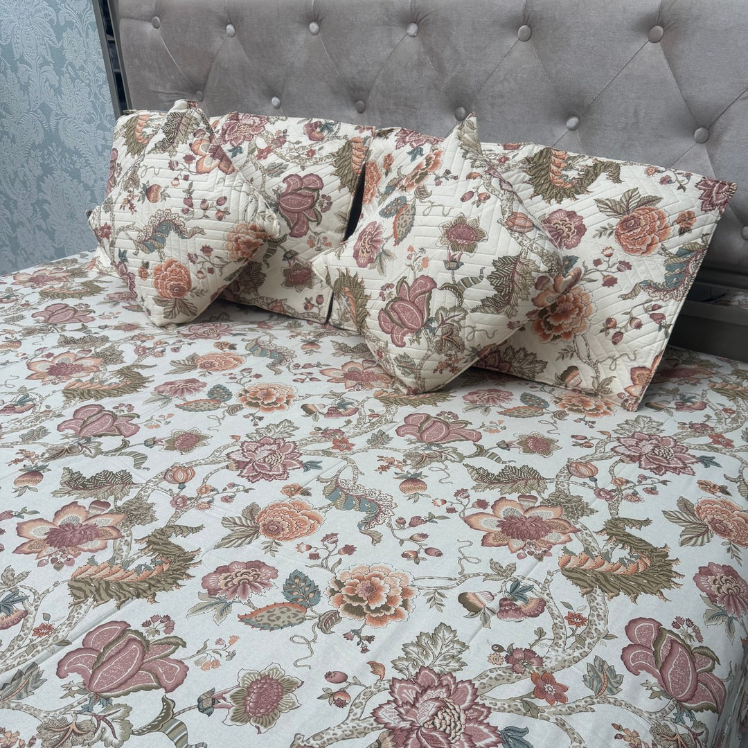 SUMMER QUILTED JAIPURI STYLE KING SIZE 5 PCS BEDSHEET SET