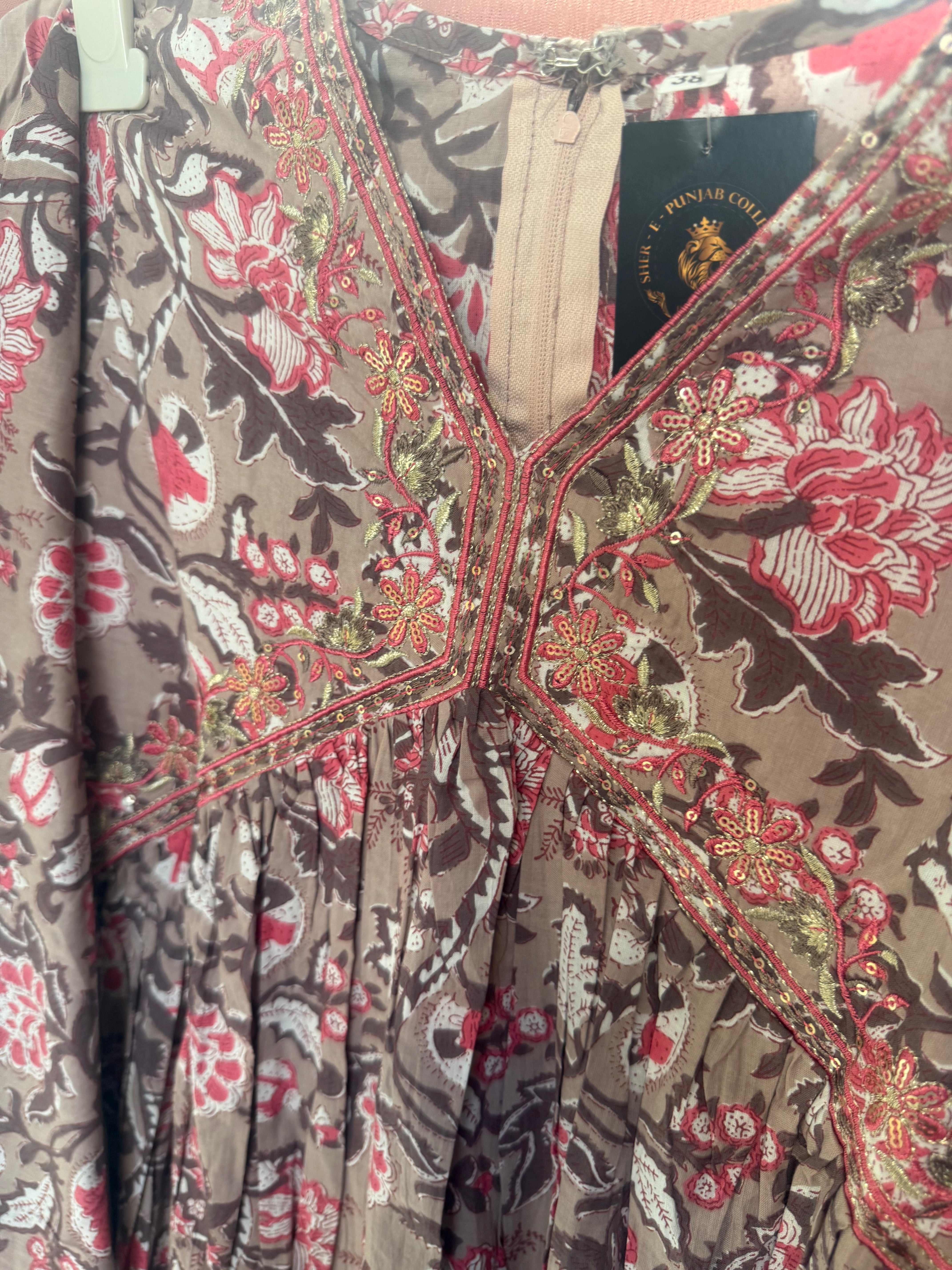 GIRLS PURE COTTON FROK SUIT WITH AFGANI SALAWAR AMD NET DUPPATA SIZE 38