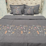 STYLISH LOOK KING SIZE 5 PCS BEDCOVER SET WITH THREAD EMBROIDERY