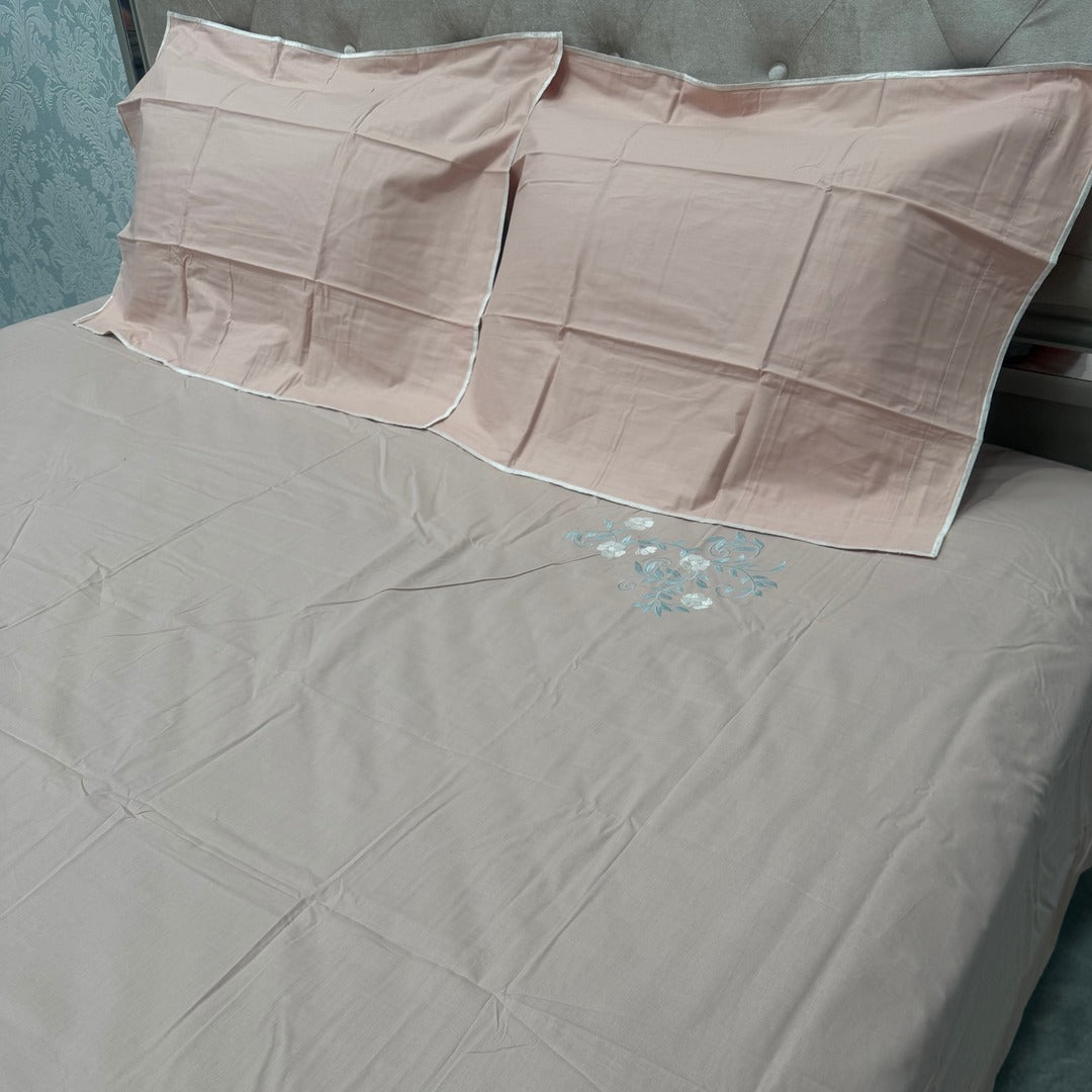 SUMMER BRANDED PURE COTTON SUPER KING SIZE EMBROIDERY BEDSHEET SET
